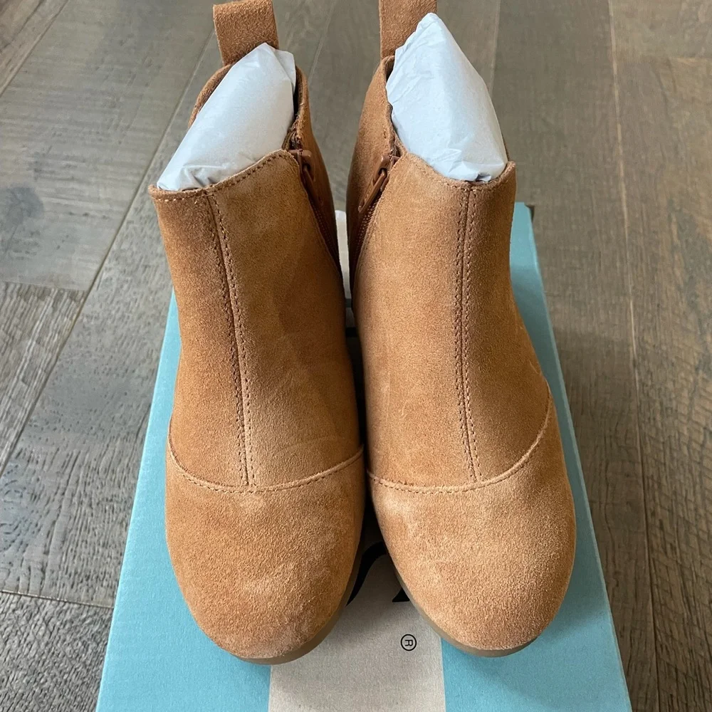 TOMS Youth Suede Wedge Booties